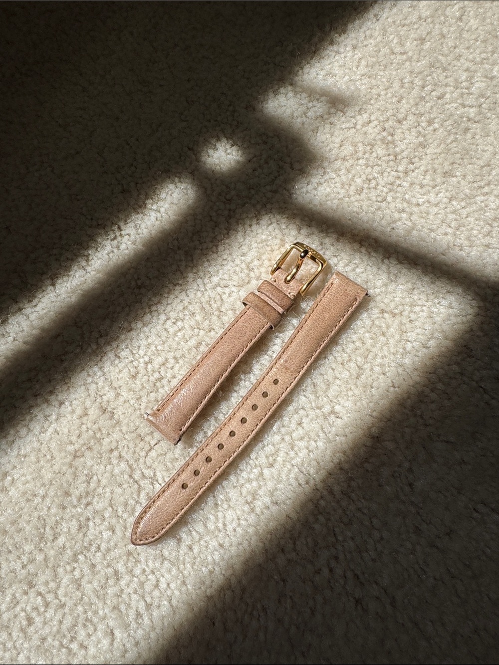 Classic Fossil Nude 14mm Leather Watch Strap with Rose Gold Buckle